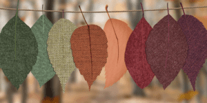 paper leaves hanging from a string as garland