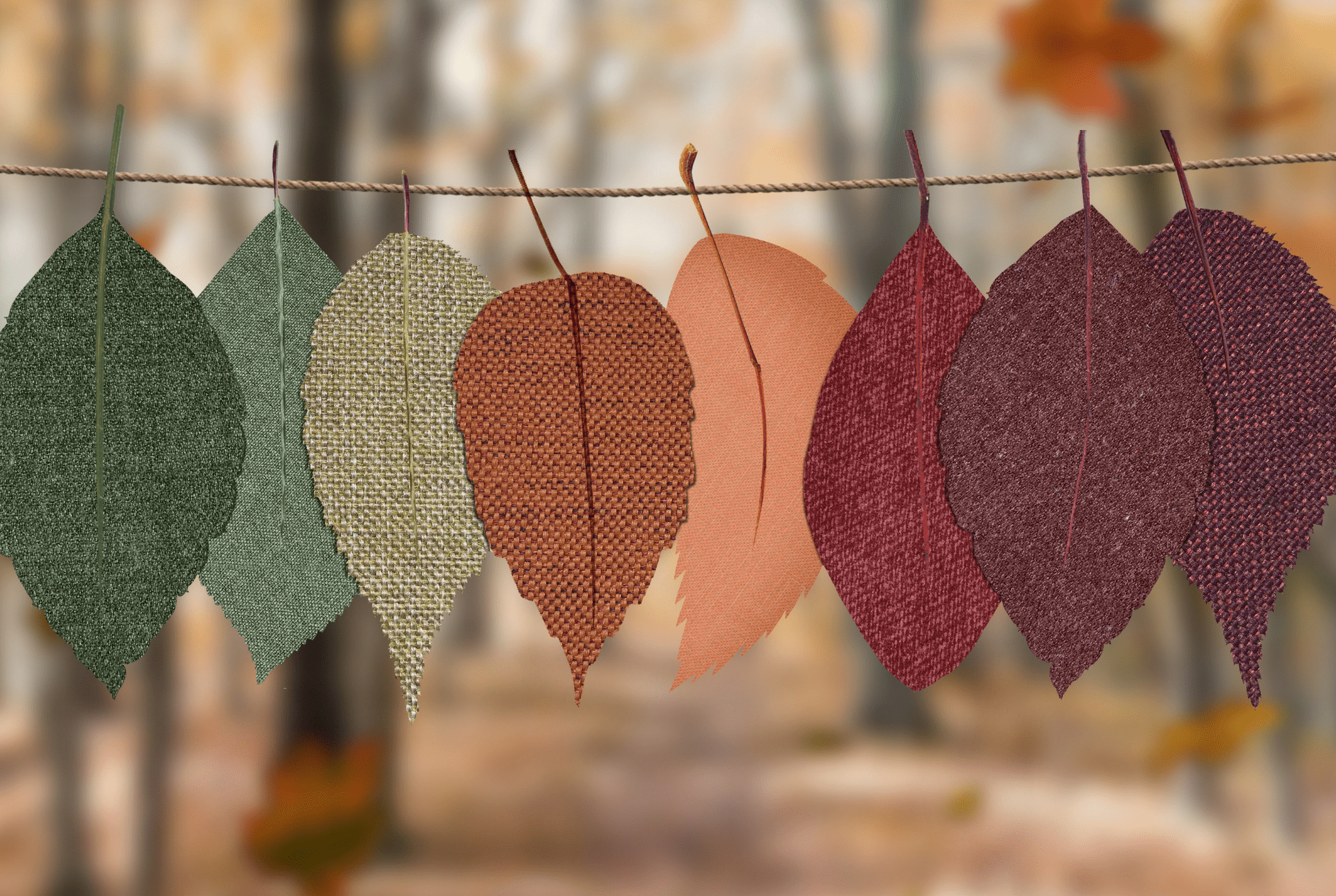 paper leaves hanging from a string as garland