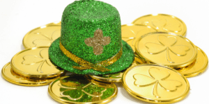 gold coins and leprechaun hat