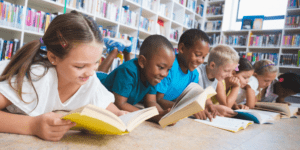 kids sitting and reading