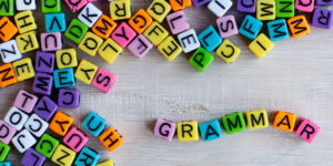 grammar spelled out with letter beads