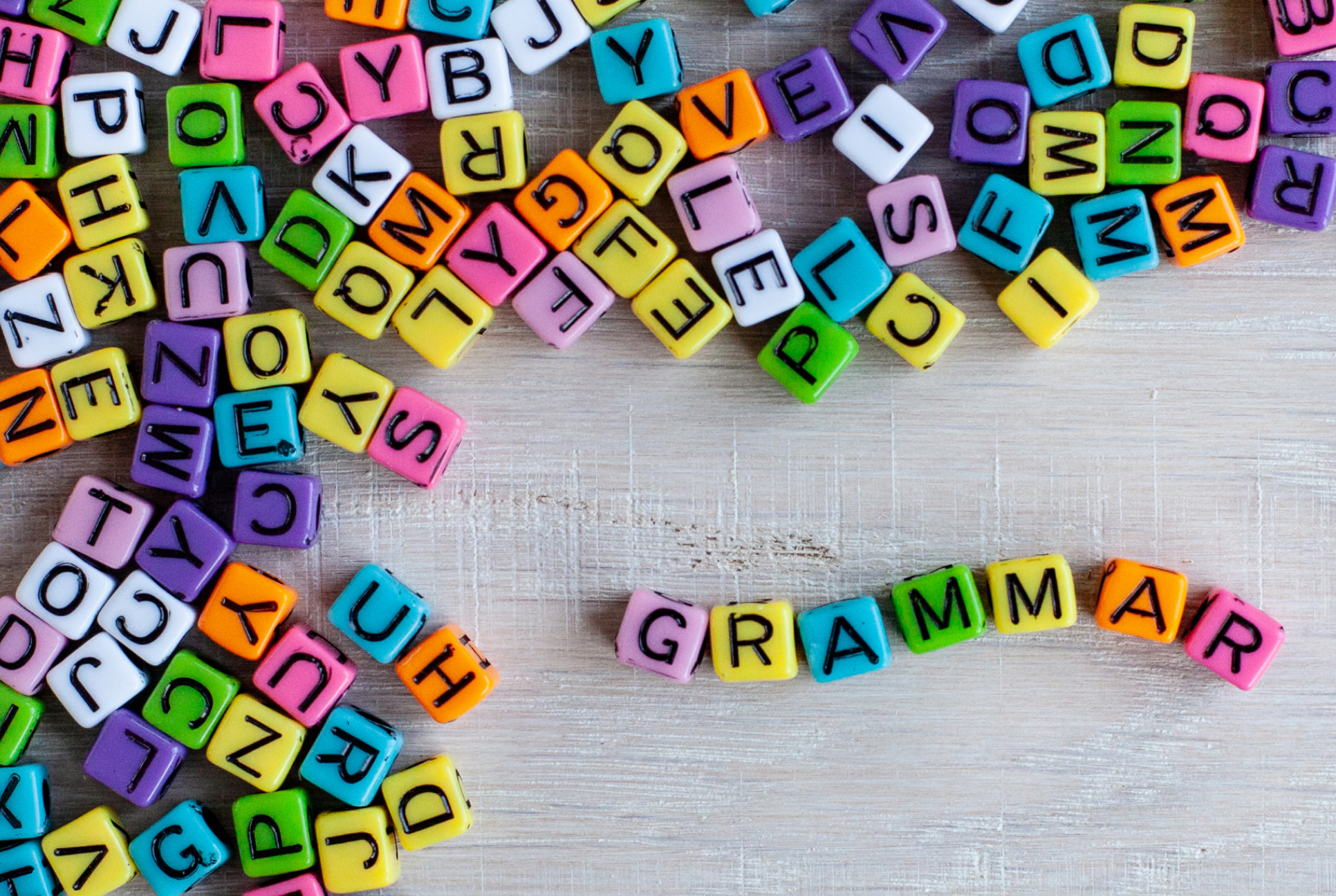 grammar spelled out with letter beads